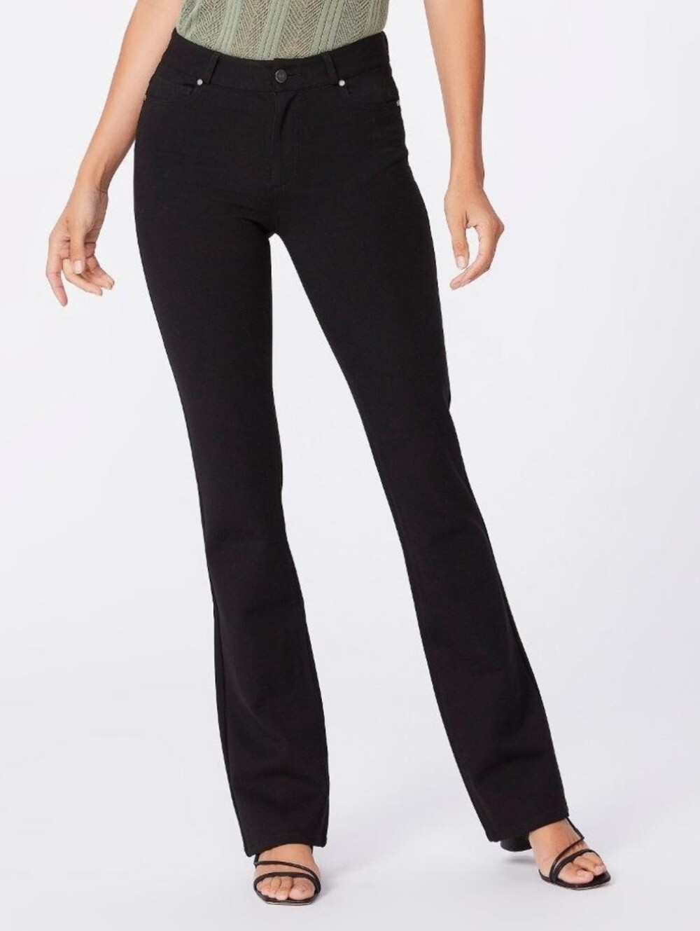 PAIGE Manhattan Black Ponte Knit Bootcut Pants Size 31 Stretch Career